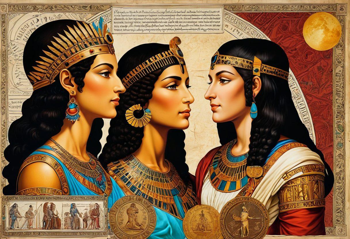 A majestic collage depicting ancient civilizations, key historical figures like Cleopatra and Leonardo da Vinci, and significant events such as the signing of the Magna Carta and moon landing, seamlessly woven into a visually engaging timeline. Vibrant colors and high detail bring each era to life against an aged parchment backdrop. super-realistic. vibrant colors.